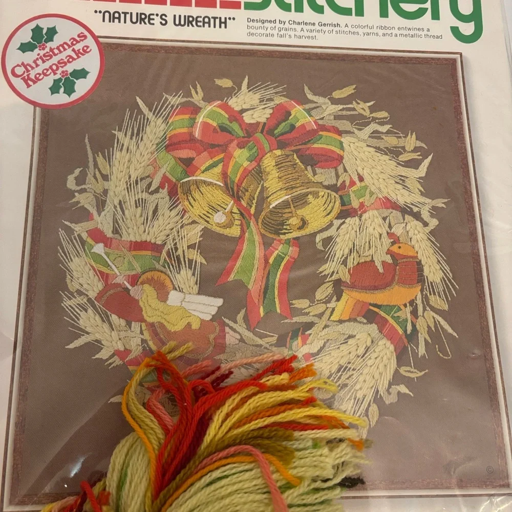 Vintage Sunset Stitchery Christmas Wreath Cross Stitch Kit-Nature’s Wreath